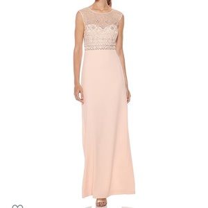 Adrianna Papel beaded long dress blush NWT